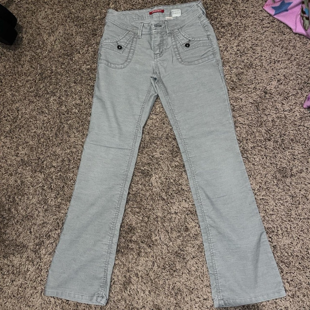 Women's grey flared Y2K corduroy pants